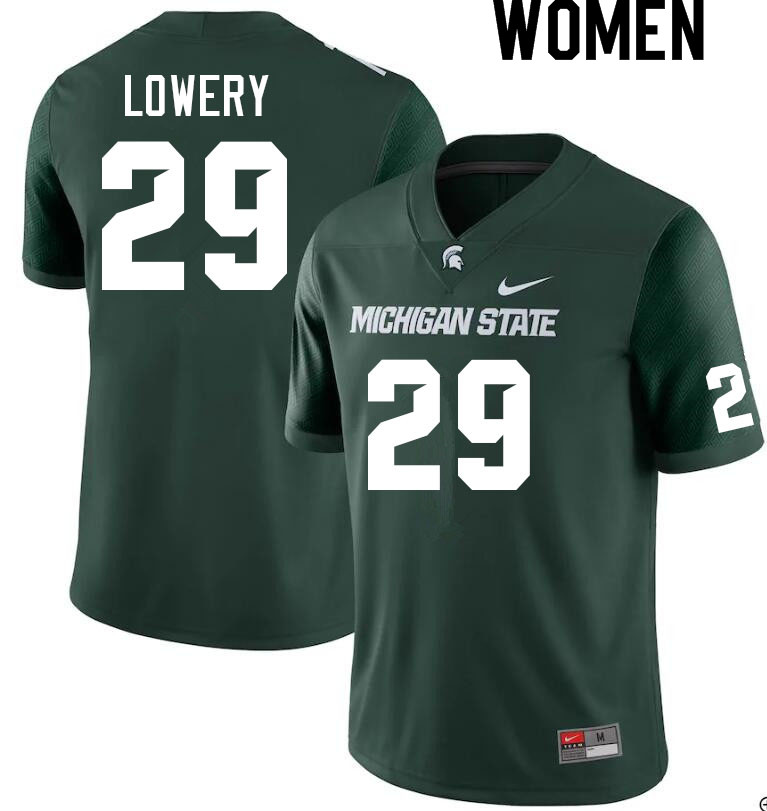 Women #29 Marqui Lowery Michigan State Spartans College Football Jerseys Sale-Green